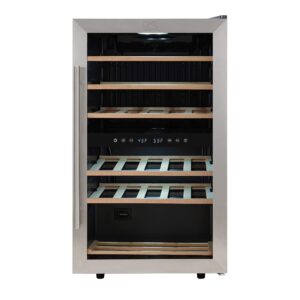 Kalorik WCL 44446 SS Cooler 29-Bottle Dual-Zone Compressor Wine Cellar, Stainless Steel, Black Body