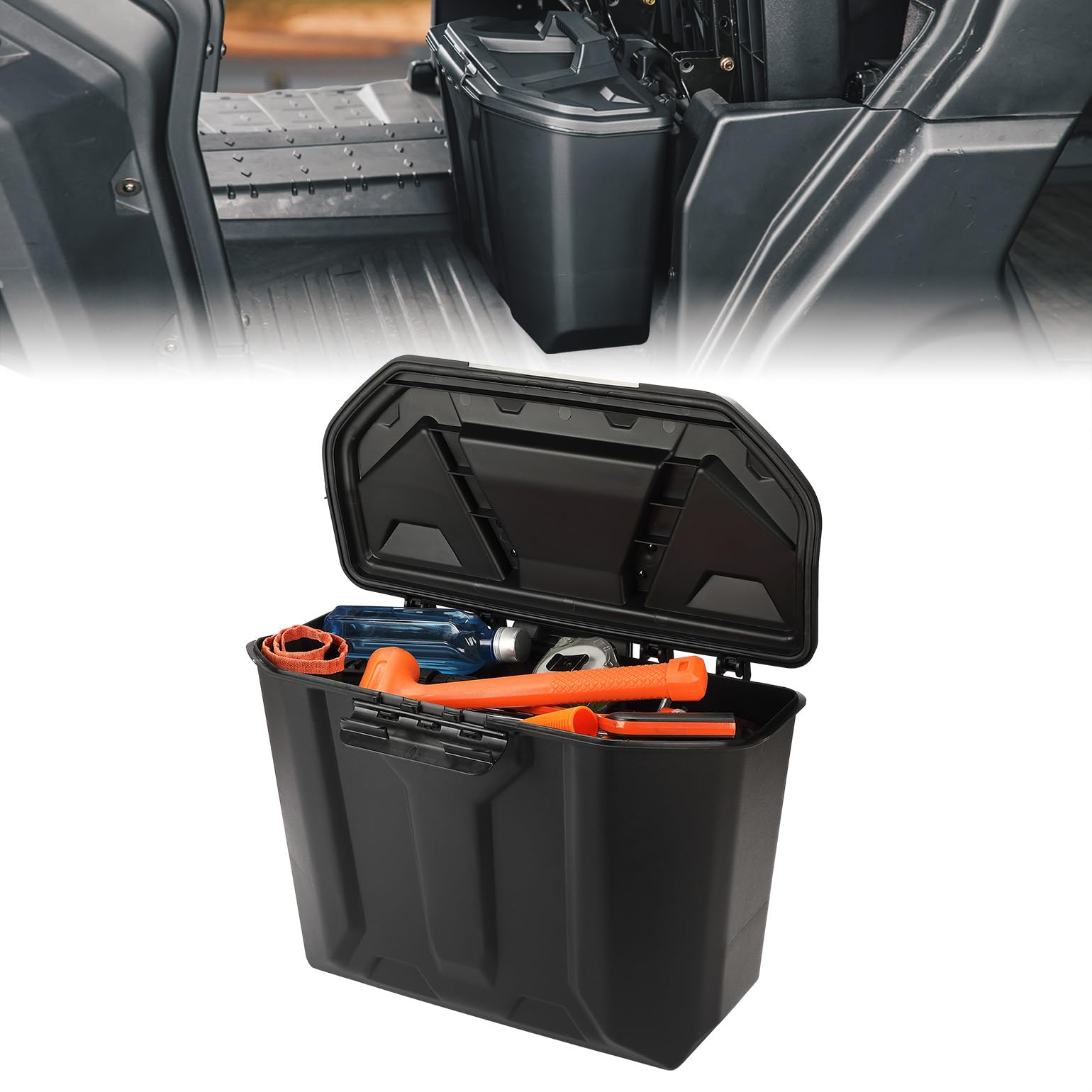 KEMIMOTO Removable Storage Bins, Passenger Under Seat Storage Box Compatible with Can-Am 2016 2017 2018 2019 2020 2021 2022 2023 Defender HD8 / HD10 / HD5 / Max HD8 / Max HD10, Replace OEM #715003314