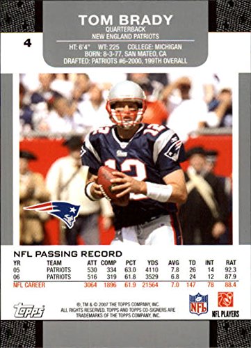 2007 Topps Co-Signers #4 Tom Brady NFL Football Trading Card Patriots