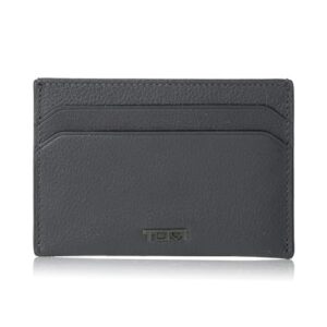 tumi - nassau money clip card case leather wallet for men - money clip and 2 card pockets - slim profile - textured grey