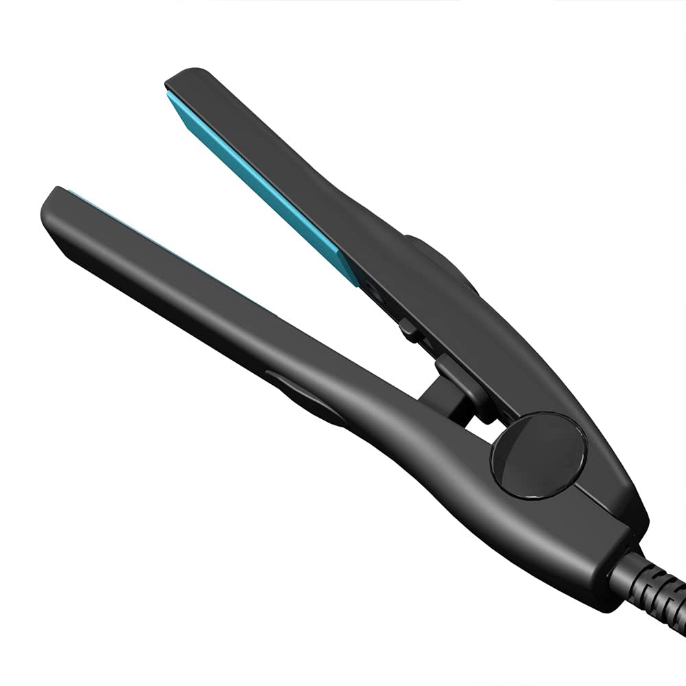 Mini Flat Iron for Short Hair 0.5 inch Travel Size, Tourmaline Ceramic Small Hair Straightener, Lightweight and Portable for Travel Use, Black