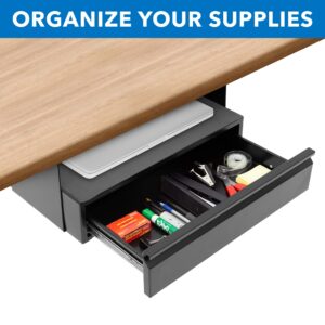 Mount-It! Under Desk Pull-Out Drawer Kit with Laptop and Tablet Shelf | Office Storage Organizer | Mounts to Desktops Tables and Workbenches Over 0.71 Inches Thick | Matte Black