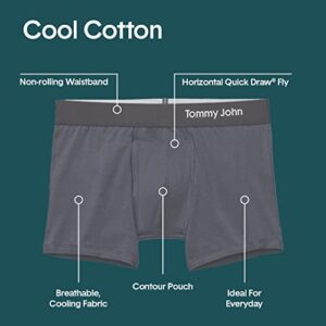 Tommy John Men’s Trunk 4" Underwear - Cool Cotton Boxers with Supportive Contour Pouch - Cool, Dry Pima Cotton Blend (Medium, Black/Iron Grey/Navy)