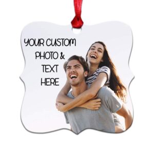 style in print custom holiday christmas ornament custom personalized photo & text aluminum prague shape