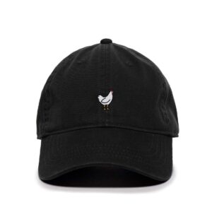 tech design chicken baseball cap embroidered cotton adjustable dad hat black