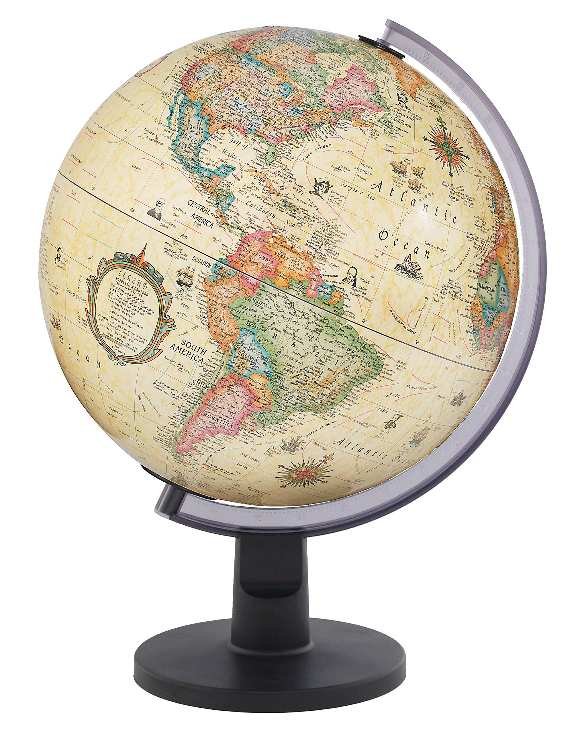 Replogle Spotter 12" (30cm) diameter World Globe, Desktop model (ANTIQUE ILLUMINATED)