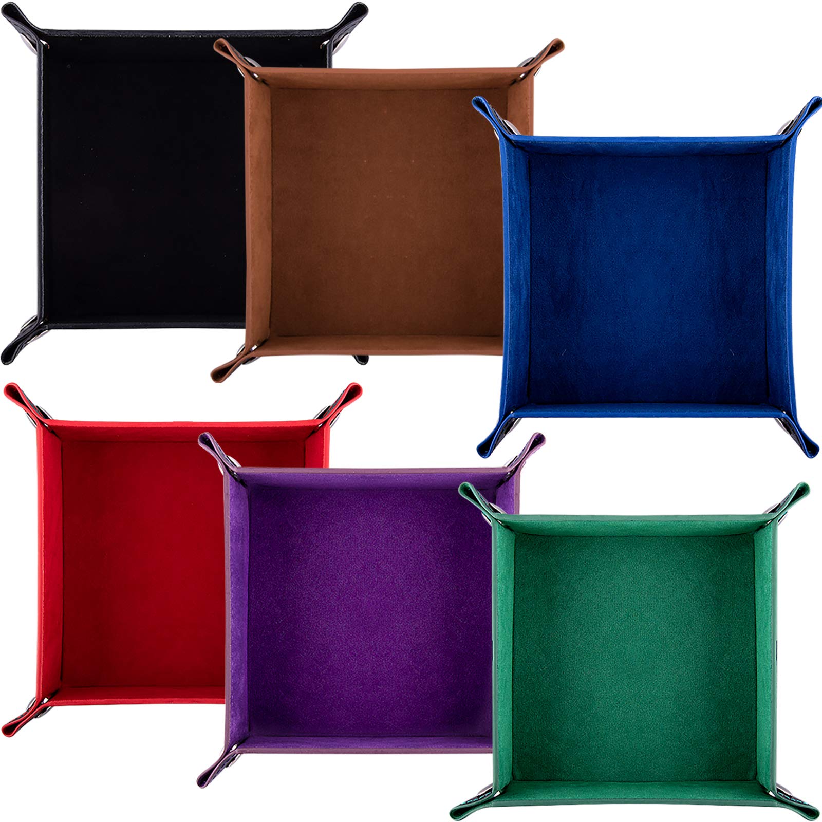 SIQUK 6 Pieces Dice Tray Velvet Folding Square Holder for Dice Games Like RPG, DND, and Other Table Games, 6 Colors