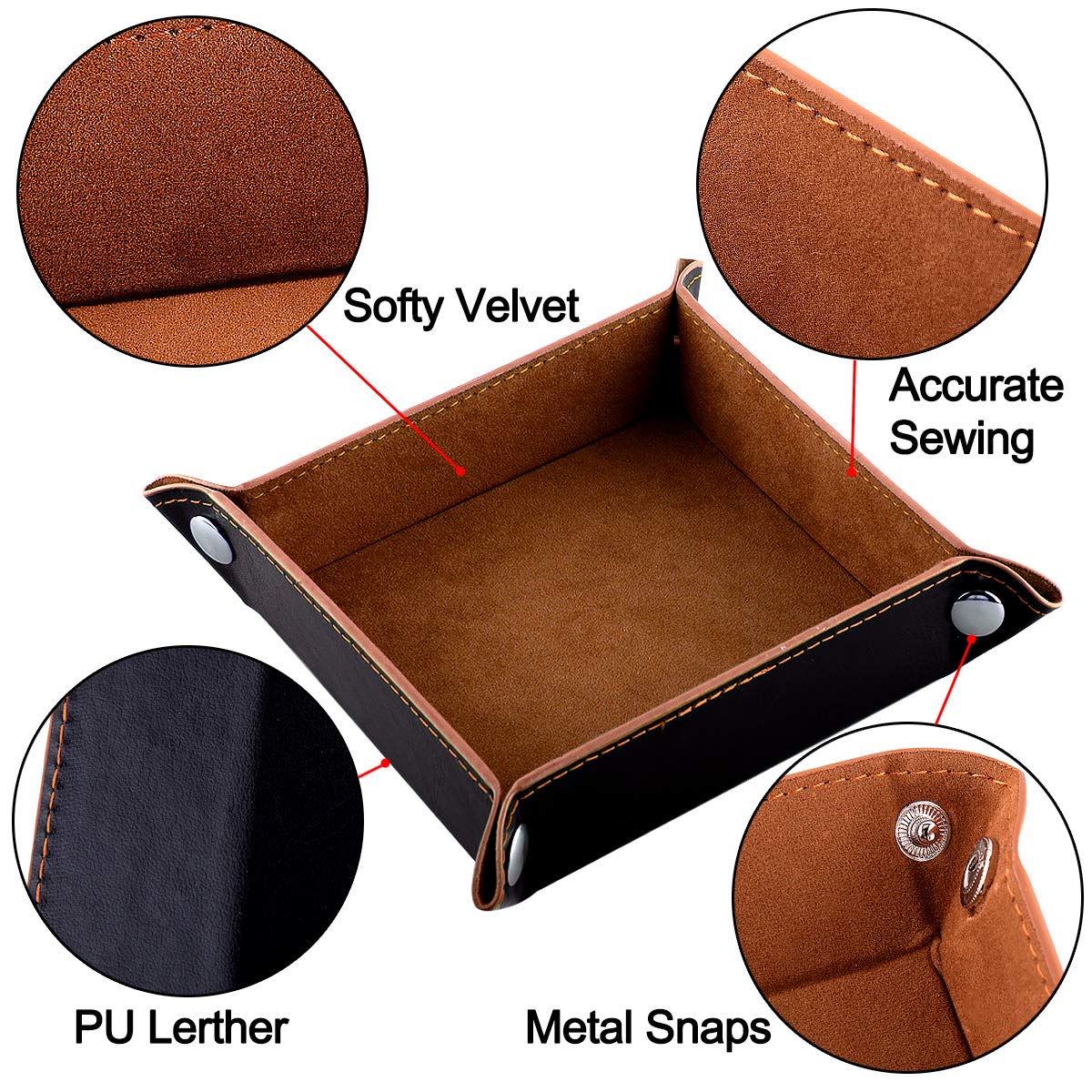 SIQUK 6 Pieces Dice Tray Velvet Folding Square Holder for Dice Games Like RPG, DND, and Other Table Games, 6 Colors