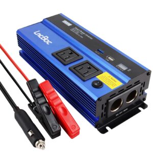 1000w inverter 12v to 110v, dc to ac converter, car power inverter with dual ac outlets qc3.0 & 2.4a dual usb ports car charger adapter
