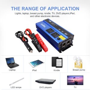 1000W Inverter 12V to 110V, DC to AC Converter, Car Power Inverter with Dual AC Outlets QC3.0 & 2.4A Dual USB Ports Car Charger Adapter