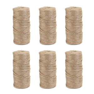 Natural Jute Twine 2000 Feet 3 Ply Arts Crafts String 6 Rolls Packing String for Gifts Wrapping Gardening Decorations Picture Display