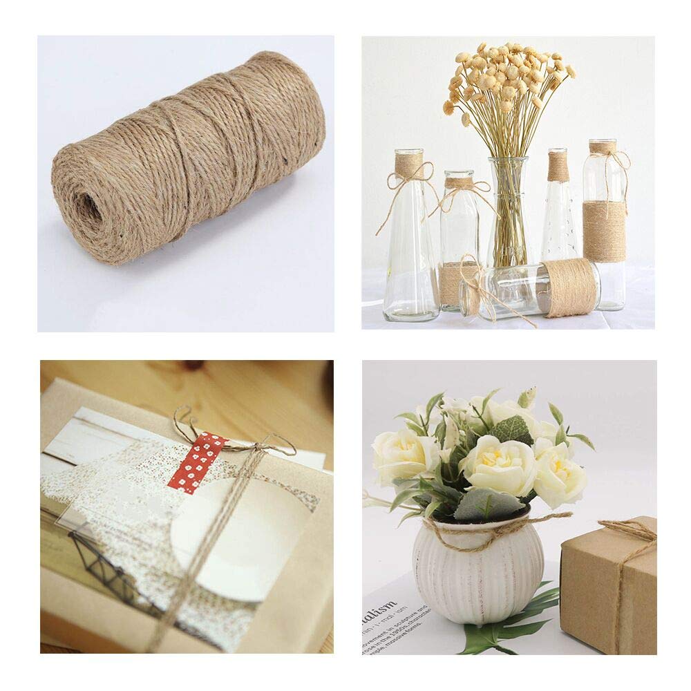 Natural Jute Twine 2000 Feet 3 Ply Arts Crafts String 6 Rolls Packing String for Gifts Wrapping Gardening Decorations Picture Display