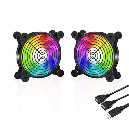 upHere U1206 USB Fan Dual-ball bearings Rainbow LED Silent 120mm Fan for Computer Cases Computer Cabinet Playstation Xbox Cooling