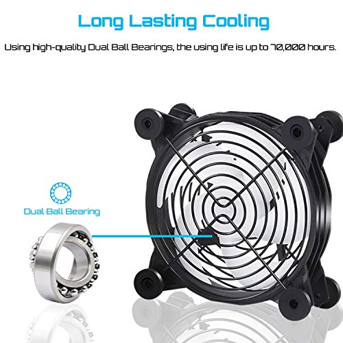 upHere U1206 USB Fan Dual-ball bearings Rainbow LED Silent 120mm Fan for Computer Cases Computer Cabinet Playstation Xbox Cooling