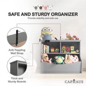 CAPHAUS Kids' Toy Storage Organizer, Open Storage Cubby, Multifunctional Book and Toy Storage Cabinet, Book and Toy Storage Shelf for Nursery, Playroom, Closet, Home Organization Toy Bookcase