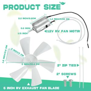 BLACKHORSE-RACING White 6 inch RV Fan 12V D - Shaft Replacement Camper Fan Blade Bathroom Fan Home Bathroom Mobile Home RV Motor