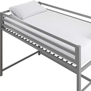 DHP Mabel Twin Metal Junior Loft Bed in Silver