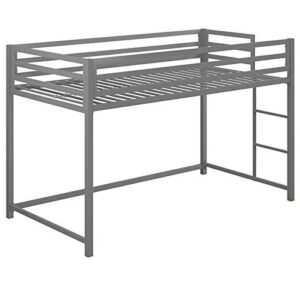 DHP Mabel Twin Metal Junior Loft Bed in Silver