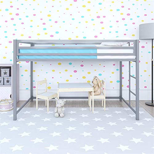 DHP Mabel Twin Metal Junior Loft Bed in Silver