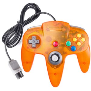 miadore classic n64 controller joystick remote for n64 video game system n64 console-clear orange