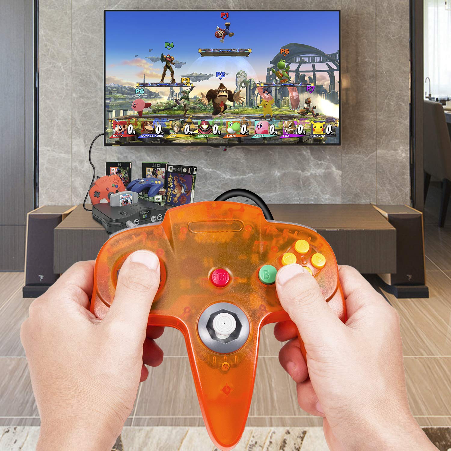 miadore Classic N64 Controller Joystick Remote for N64 Video Game System N64 Console-Clear Orange