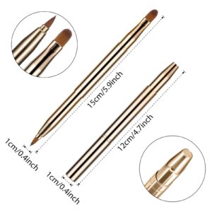 TOODOO 3 Pieces Lip Brush Retractable Lipstick Liner Brush Lipstick Dual-ended Foundation Makeup Brush with Cap Travel Applicators