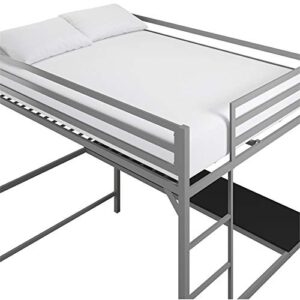 DHP Mabel Full Metal Loft Bed with Desk in Silver