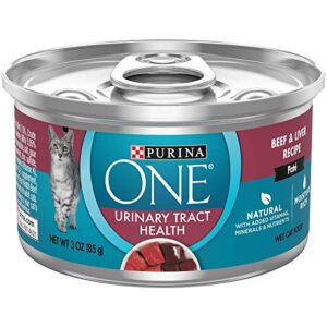 purina one urinary tract health, natural pate wet cat food, urinary tract health beef & liver recipe, 3 oz