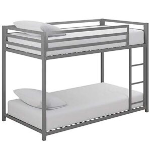 dhp mabel twin over twin metal bunk bed in silver