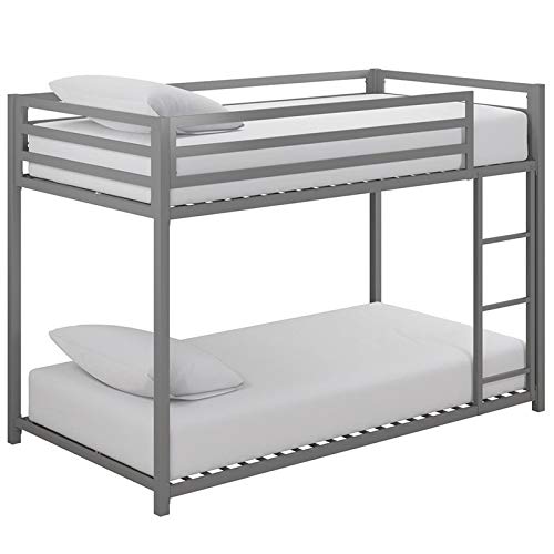 DHP Mabel Twin Over Twin Metal Bunk Bed in Silver