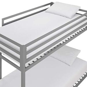 DHP Mabel Twin Over Twin Metal Bunk Bed in Silver