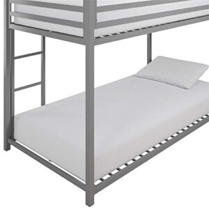 DHP Mabel Twin Over Twin Metal Bunk Bed in Silver