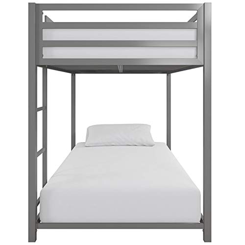 DHP Mabel Twin Over Twin Metal Bunk Bed in Silver