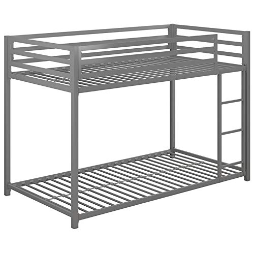 DHP Mabel Twin Over Twin Metal Bunk Bed in Silver