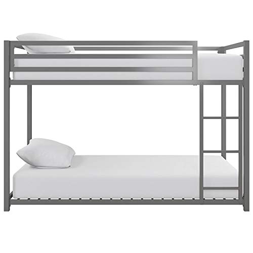 DHP Mabel Twin Over Twin Metal Bunk Bed in Silver