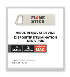 fixmestick computer virus removal stick for apple macs - unlimited use on up to 5 apple laptops or desktops for 2 years - works with your antivirus