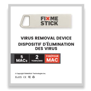 FixMeStick Computer Virus Removal Stick for Apple Macs - Unlimited Use on Up to 5 Apple Laptops or Desktops for 2 Years - Works with Your Antivirus