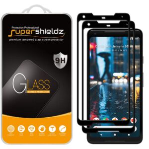 supershieldz (2 pack) designed for google (pixel 2 xl) tempered glass screen protector, (full screen coverage) 0.32mm, anti scratch, bubble free (black)