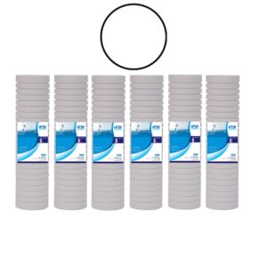 ipw industries inc compatible for whkf-gd05 whirlpool, 3m aqua-pure ap110 filter, grooved 5 micron water filter cartridges set of 6, o-ring for whkf-dwhv, whkf-dwh, whkf-duf