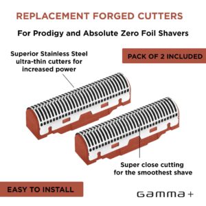 GAMMA+ Replacement Set of 2 Red Forged Cutter Blades fits Gamma+ Absolute Zero and Prodigy Foil Shavers