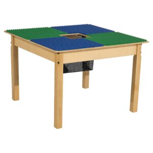 wood designs - tp3131pgn20-bg -tp3131pgn20 time-2-play duplo compatible square table with storage for kids, blue & green