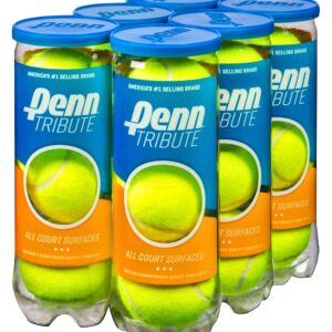 Penn Tribute All Courts Felt Pressurized Tennis Ball, 6 Cans, 18 Balls