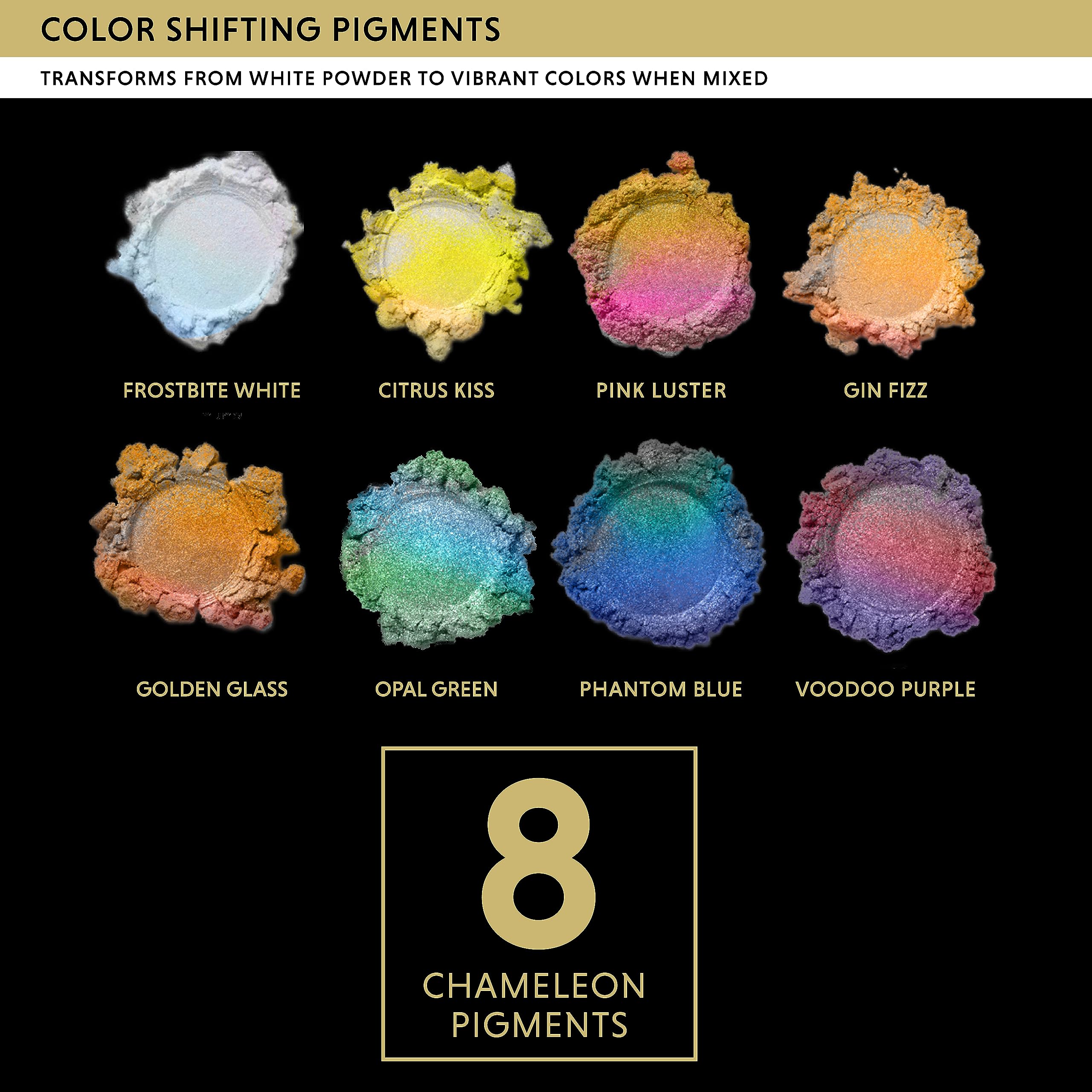 Chameleon Mica Powder for Epoxy Resin - 52 Colors Set - 0.10 Oz (3gr) - Mica Pigment for Resin Art, Soap Making, Epoxy, Slime & Candle Dye - Mica Powder, Lip Gloss, Eye Shadow