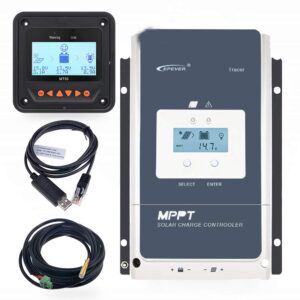 epever 80a mppt solar charge controller 12/24/36/48vdc automatically identifying system voltage with mt50 remote meter & temperature sensor rts & communication cable rs485