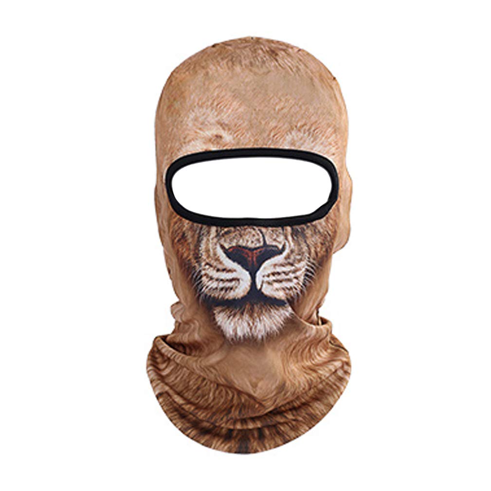 Young_Me Unisex 3D Animal Funny Balaclava Face Mask Cycling Motorcycle Skiing Snowboarding Music Festivals Halloween (Lion)