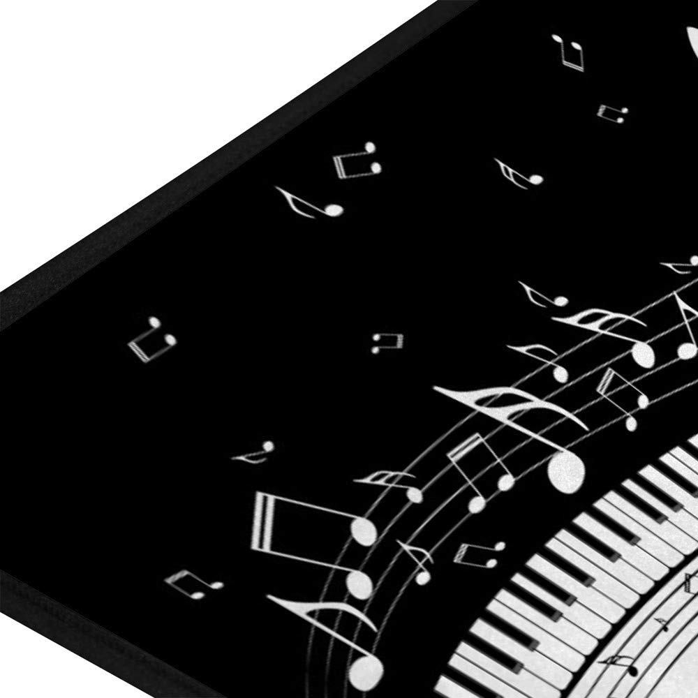 My Daily Musical Notes Piano Keys Area Rug 39x20 inch, Black White Polyester Kitchen Floor Mat for Entryway Living Room Bedroom Dorm