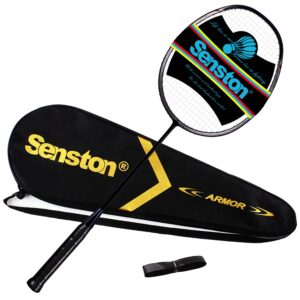 senston n80 badminton racket carbon-fiber badminton racquet, single professional badminton racket black color