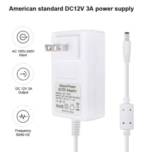 AlloverPower 12V 3A Power Cord Charger for 4moms mamaRoo 2/4, for Rockaroo Baby Swing, for mamaroo 2015 Infant Seat Bouncer Replacement AC Adapter