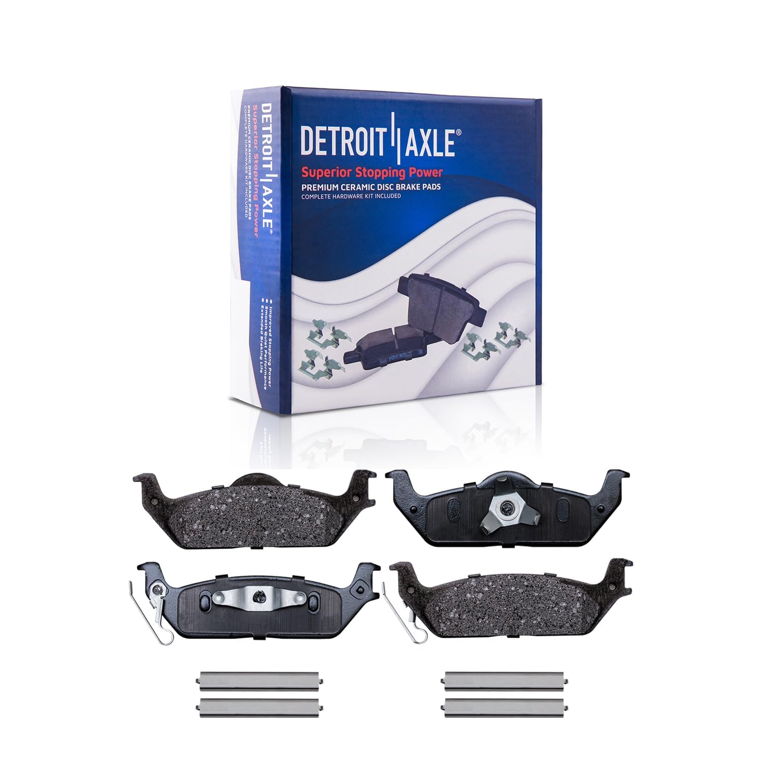 Detroit Axle - Brake Pads for 2004-2008 Ford F-150 Lincoln Mark LT, Ceramic Brake Pads w/Hardware Front & Rear 2005 2006 2007 Replacement Brakes