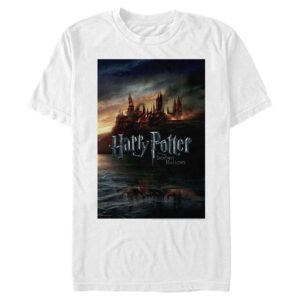 harry potter men's deathly hallows poster t-shirt, white, 2x-large